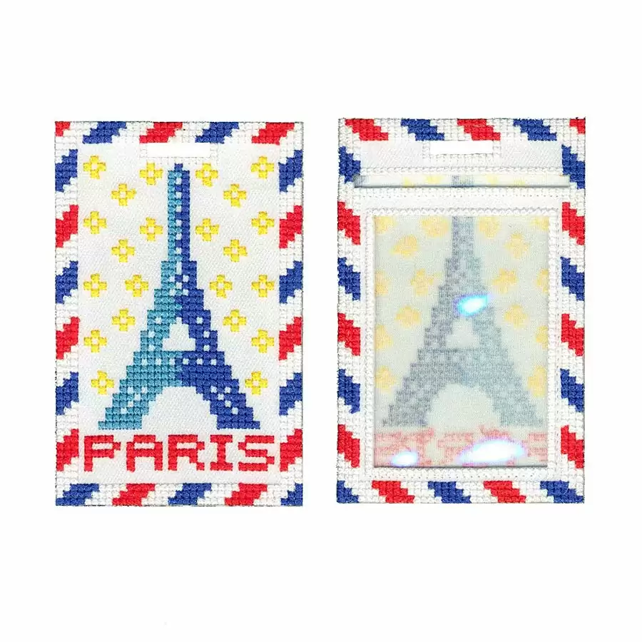 Mosaic Embroidery Luggage Tag- Paris
