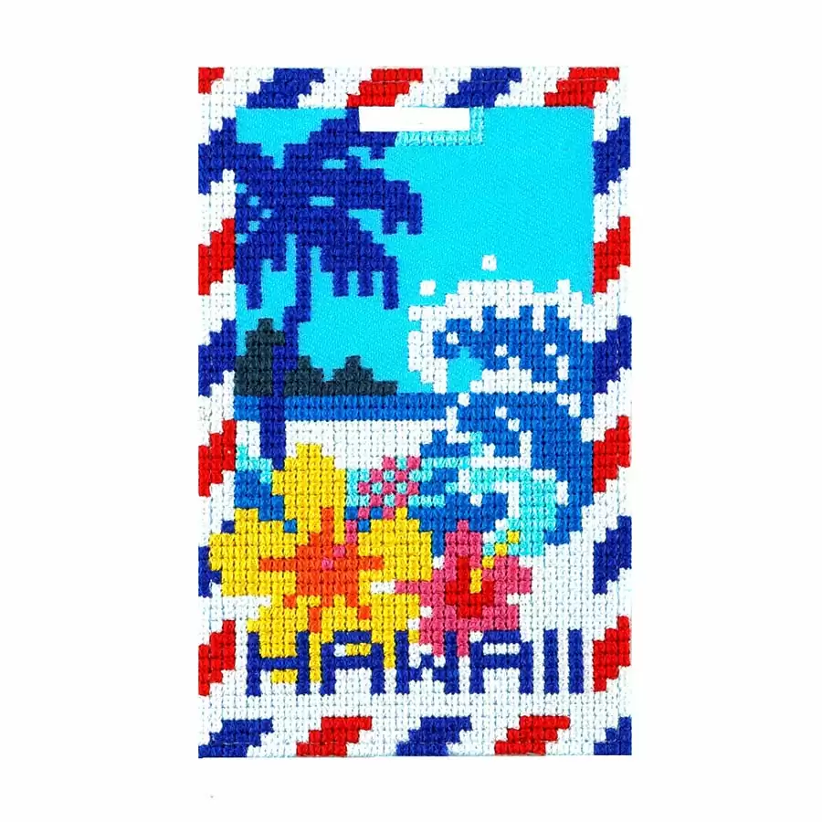 01770333AB Mosaic Embroidery Luggage Tag- Hawaii