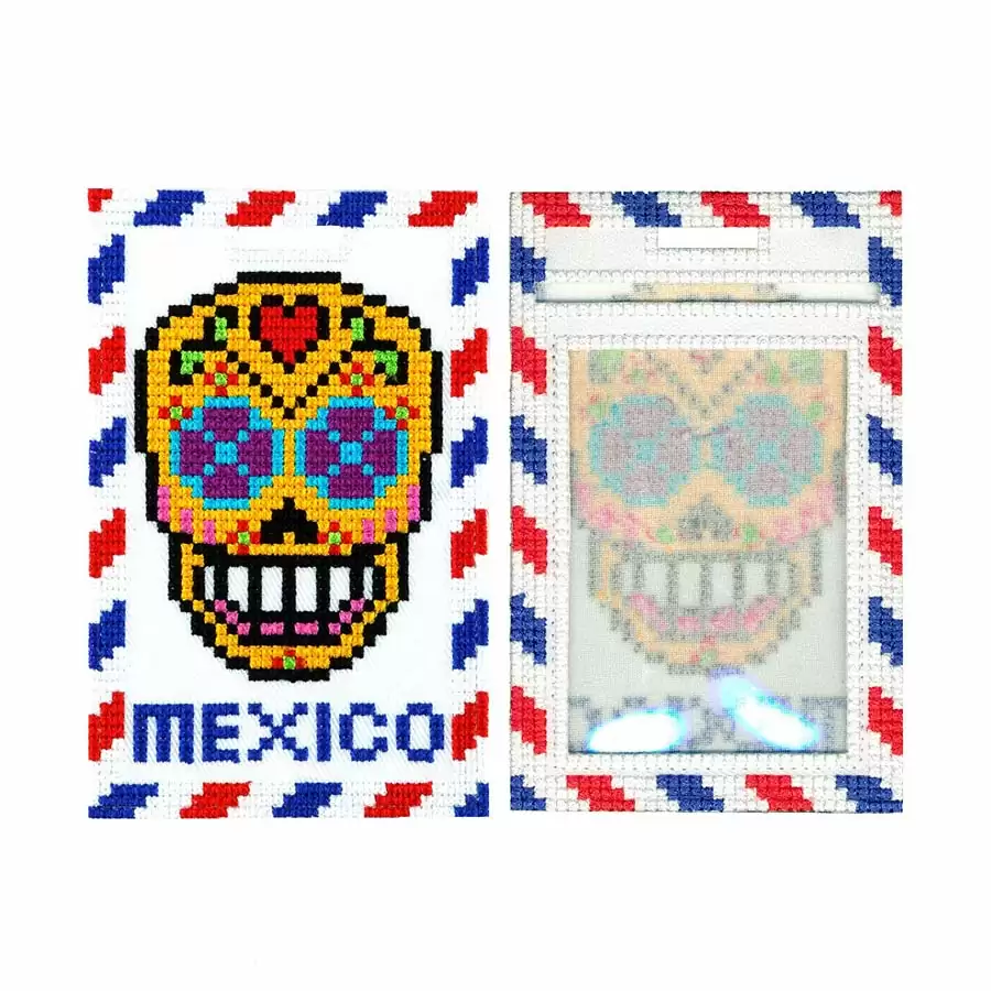 01770342AB Mosaic Embroidery Luggage Tag- Mexico