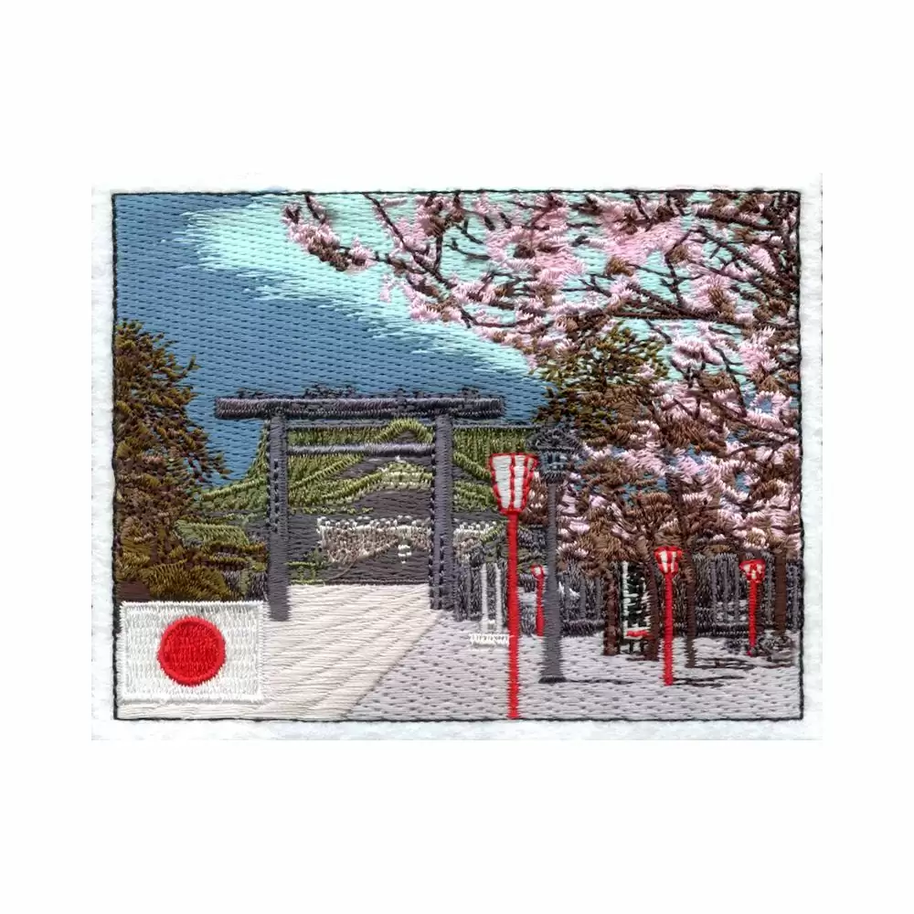 鳥居刺繡圖