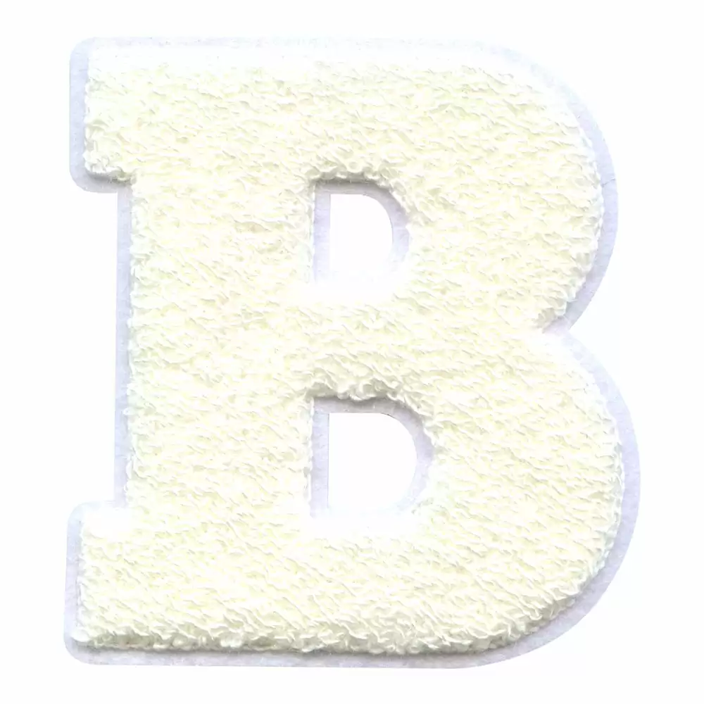 Chenille Patches - Letter B (White)