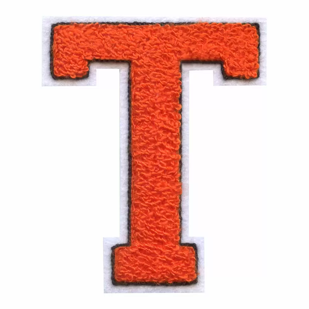 Chenille Patches - Letter T (Orange)