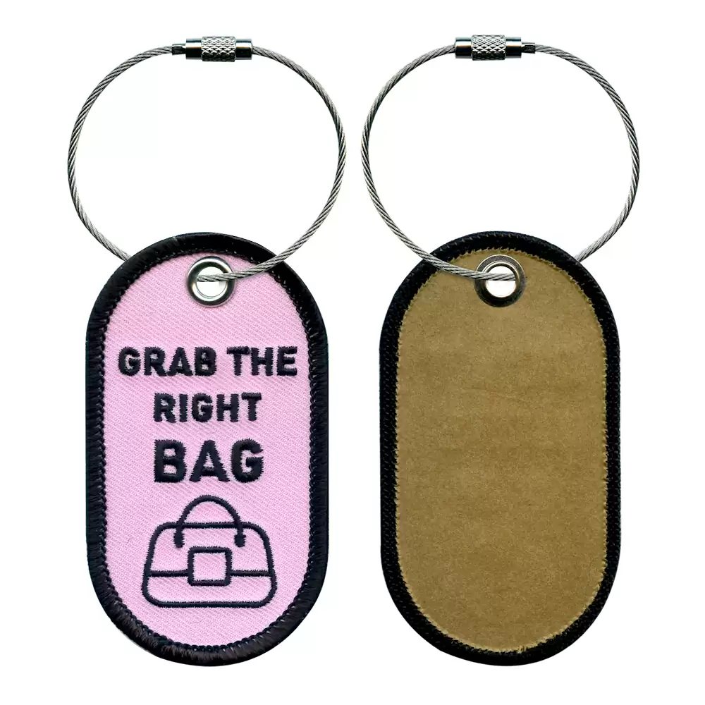 019X0083-06 Embroidery Luggage Tag- GRAB THE RIGHT BAG