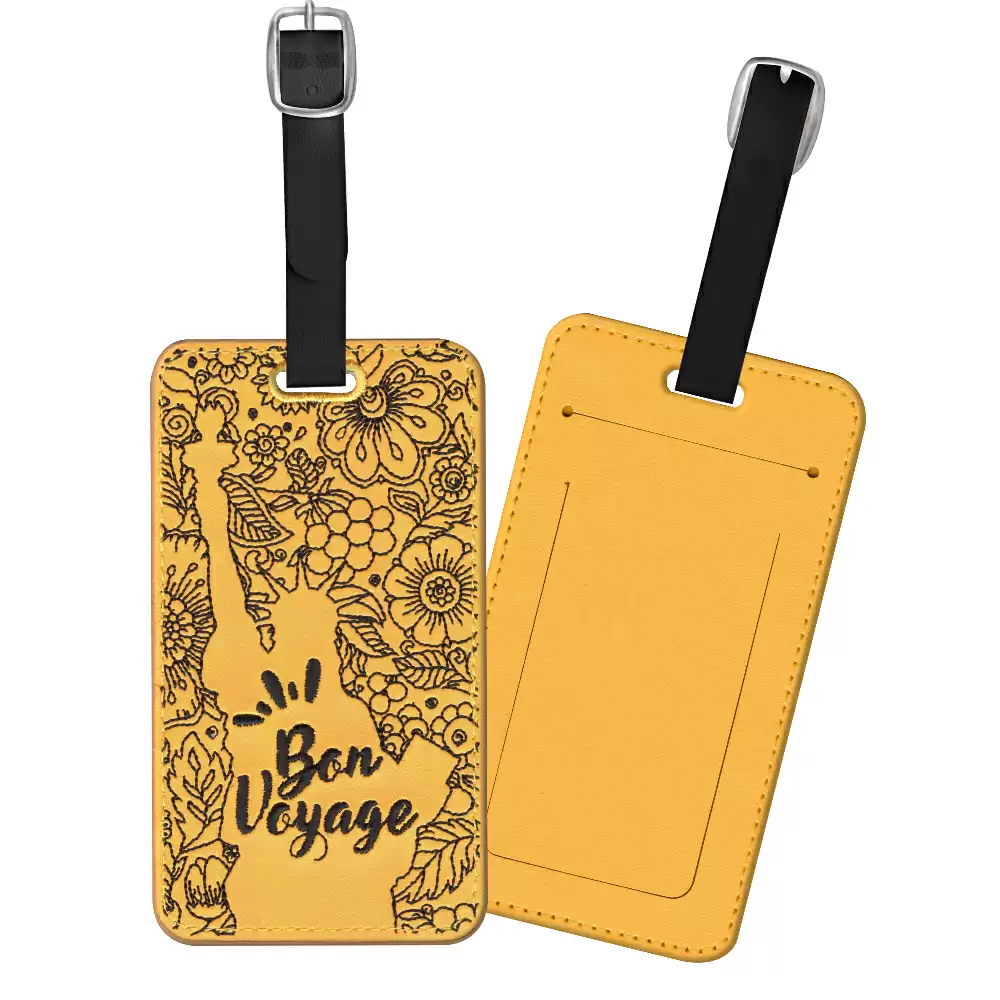 02470177AB Embroidery Leather Tag - Bon Voyage
