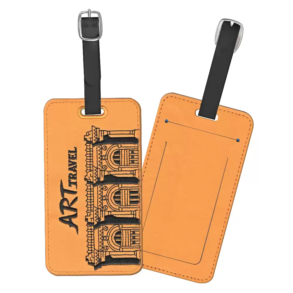 02470179AB Embroidered Leather Tag - ART Travel