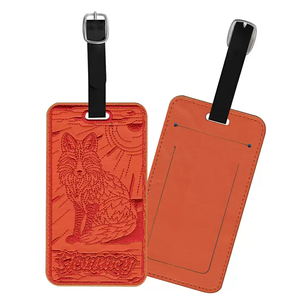 02470192AB Embroidery Luggage PU Lather Tag - Fox Journey