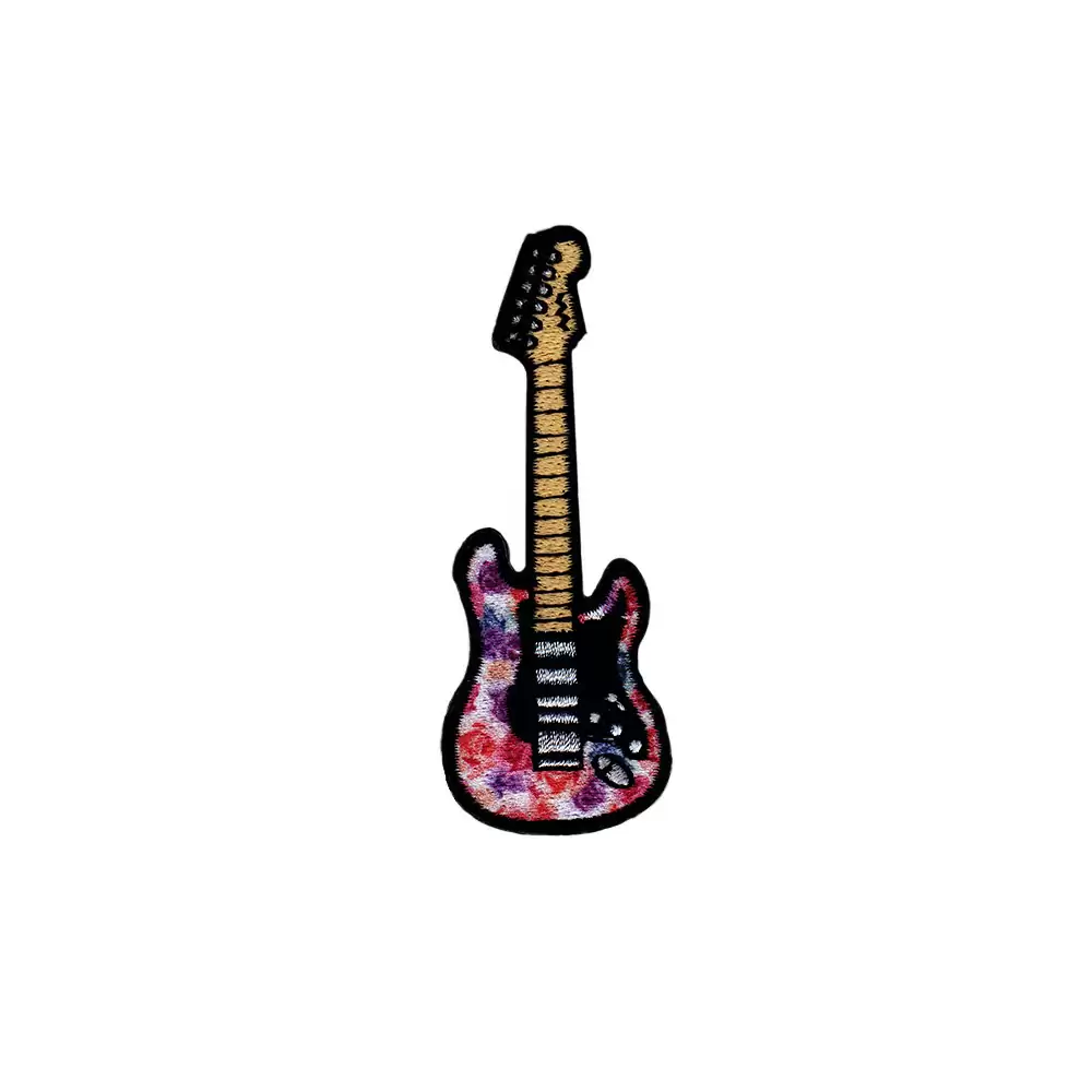 02530568AB Reusable & Removable Sublimation Printing with Full Embroidery Sticker-Guitar