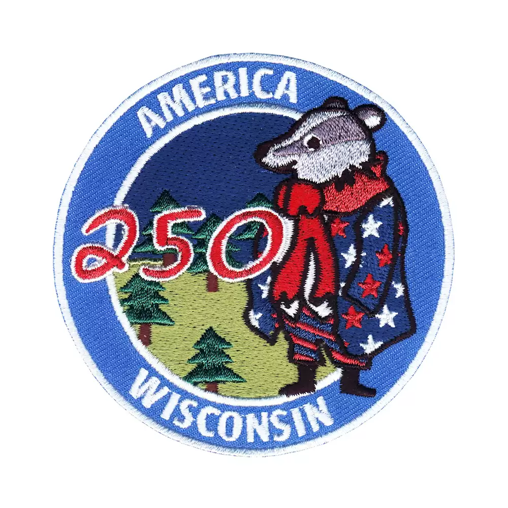 02570339 Custom Embroidery Patch- AMERICA 250 WISCONSIN