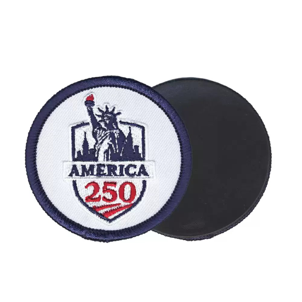 02560427-01 Round Embroidery Twill Patch Fridge Magnet - AMERICA 250  Statue of Liberty
