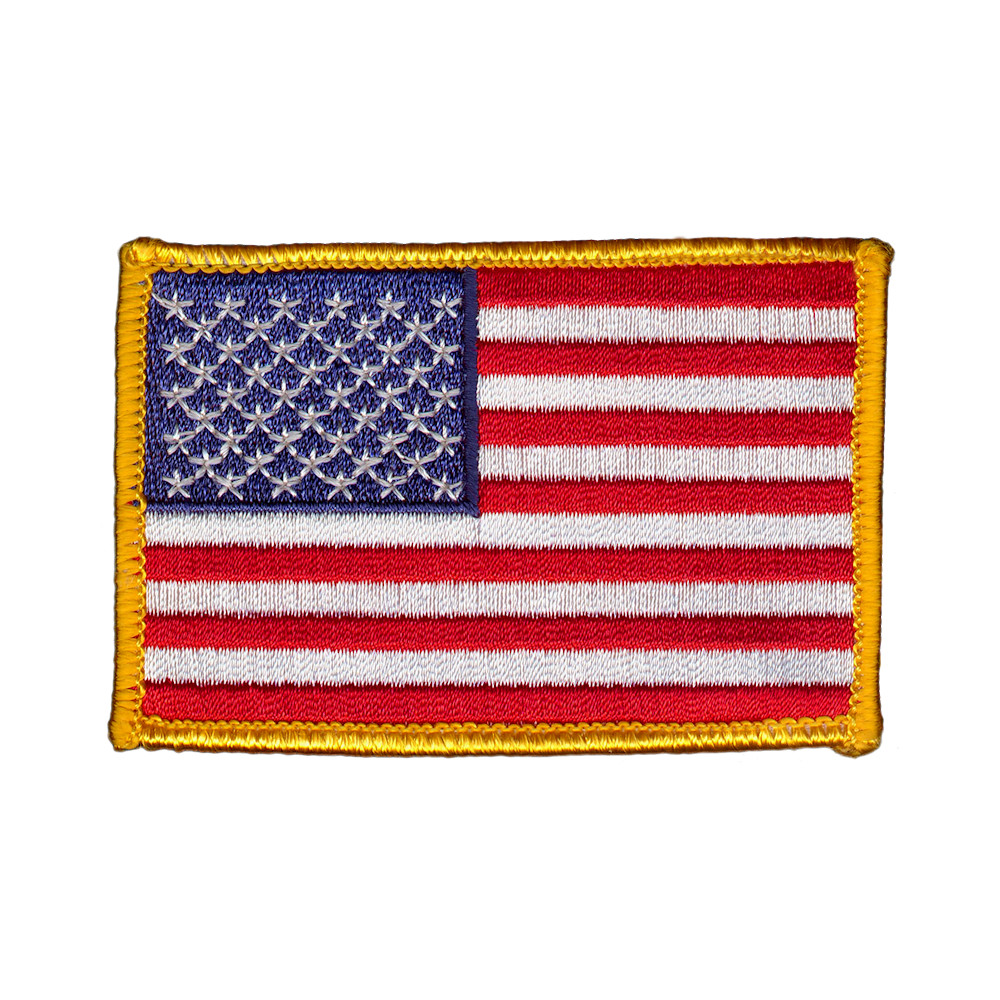 Flag Embroidery Patch - US-Gold Merrowed Border