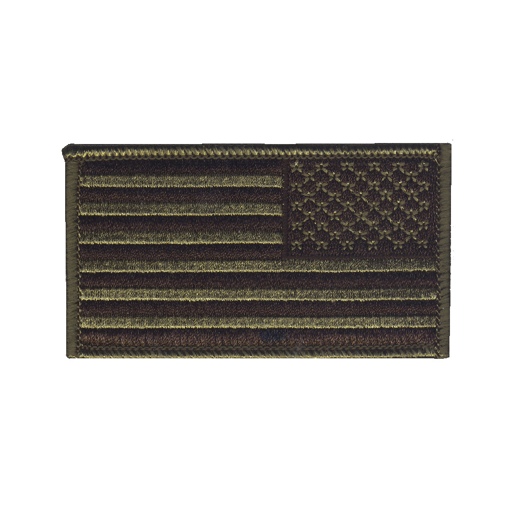 Flag Embroidery Patch - US-Green Merrowed Border