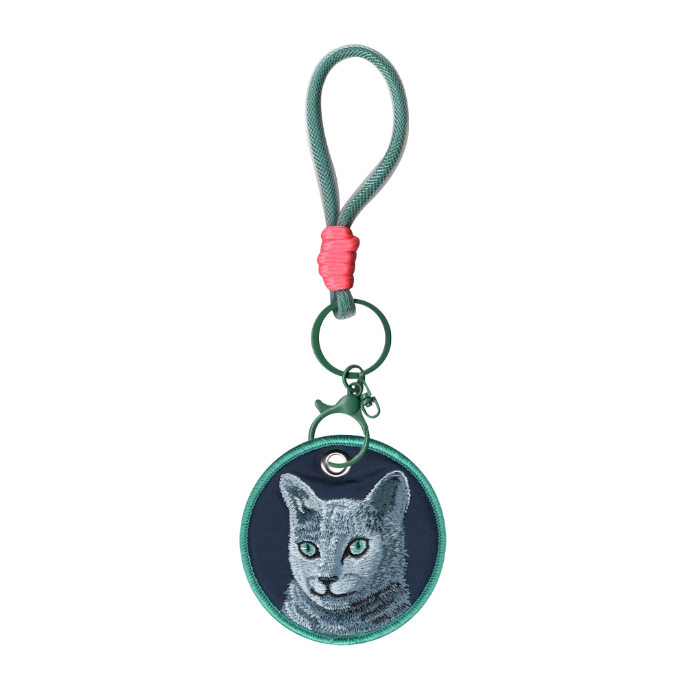 025Y0433-01 Animal Pet Embroidery Tag - Russian Blue Cat