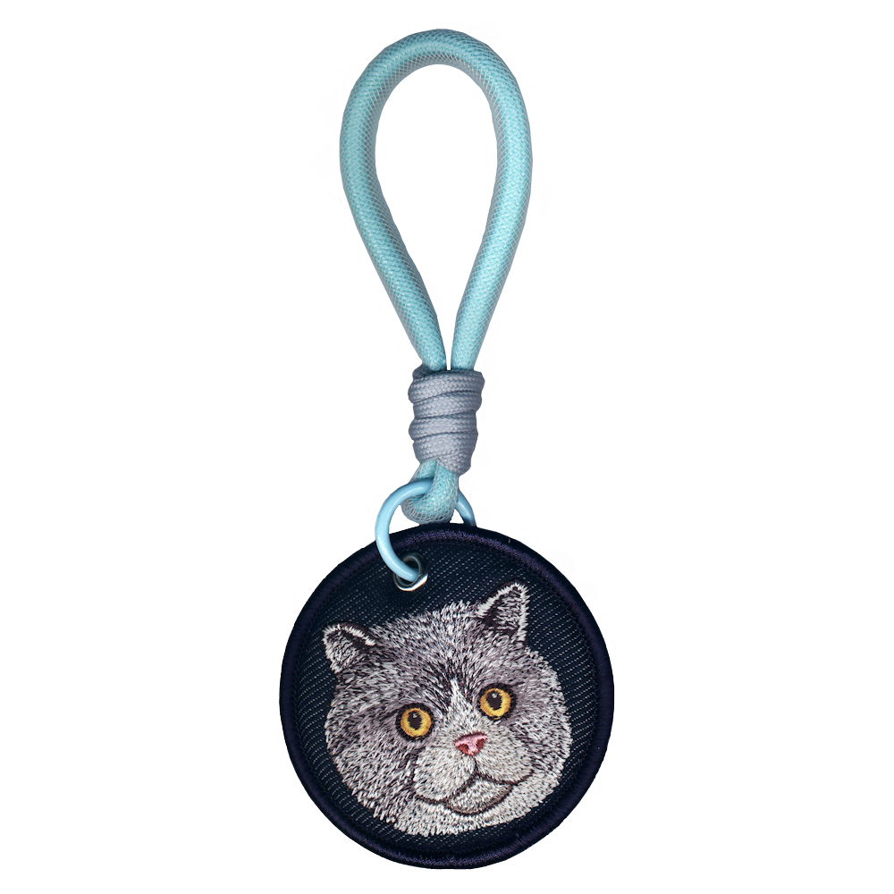 025Y0251-01 Embroidery Key Tag / Bag Charm - Cat | British Shorthair
