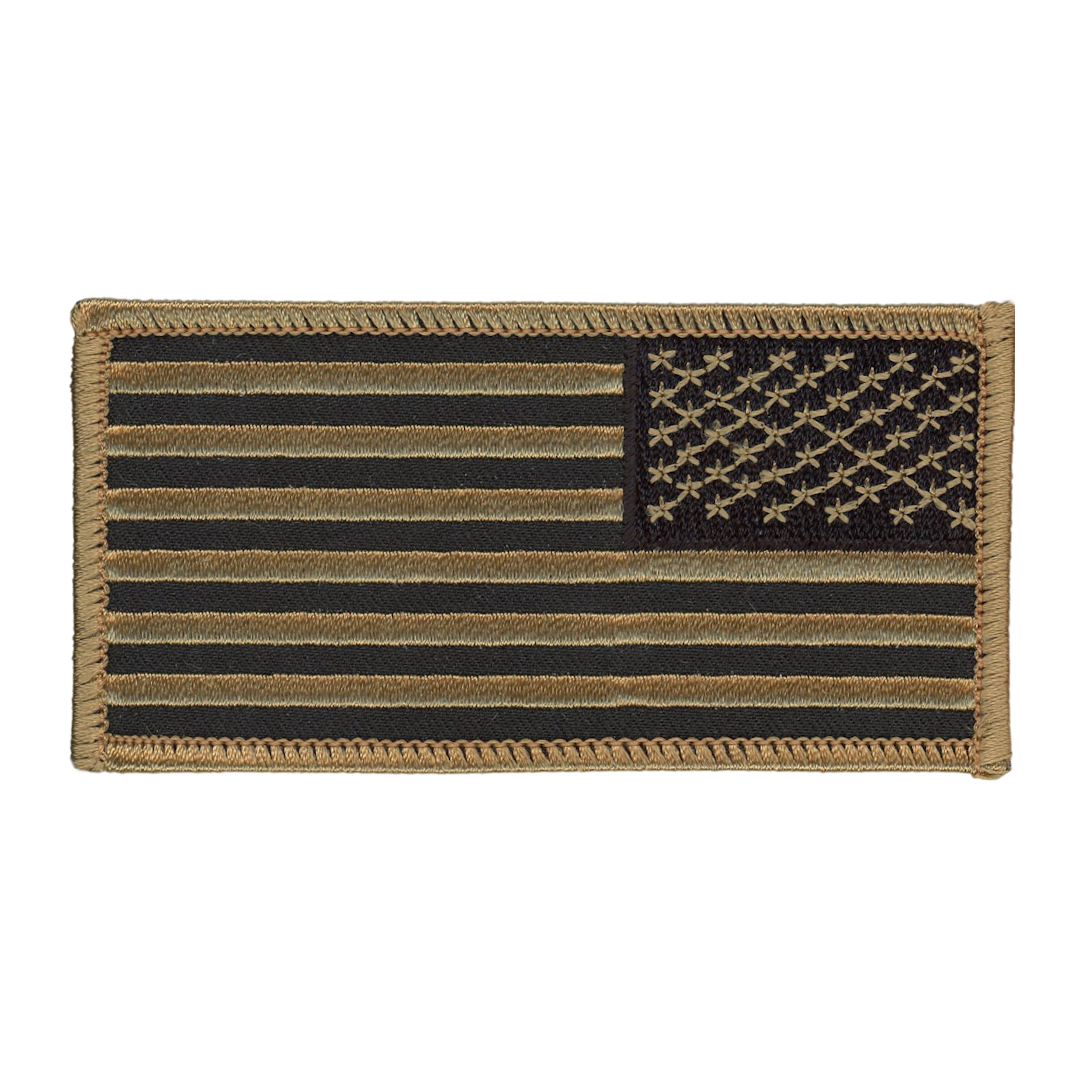 Custom US Flag Embroidery Patch -Reverse Brown/Black Arm Patch