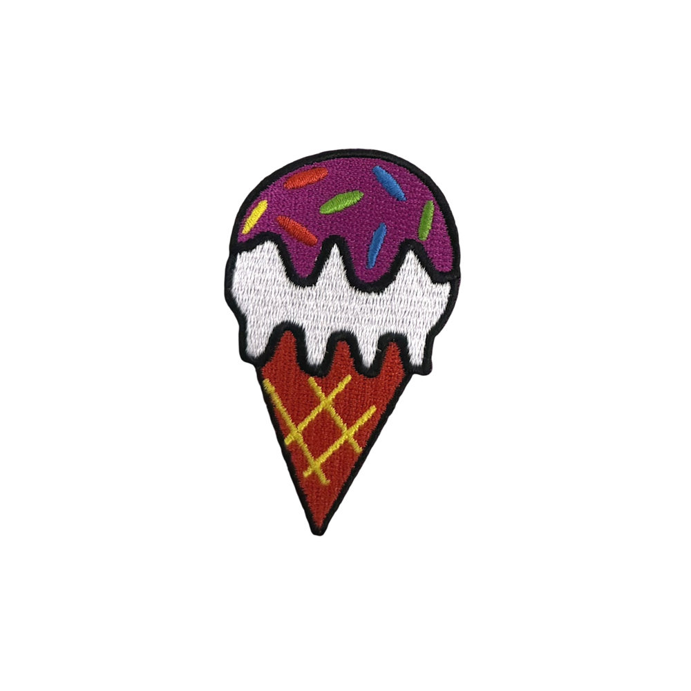 Iron On Embroidered Crest Patch - Ice Cream