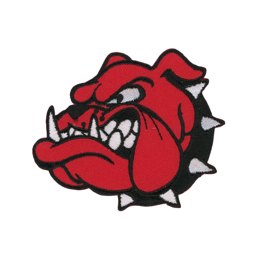 Custom Iron on Embroidered Twill Patch- Red Bull Dog