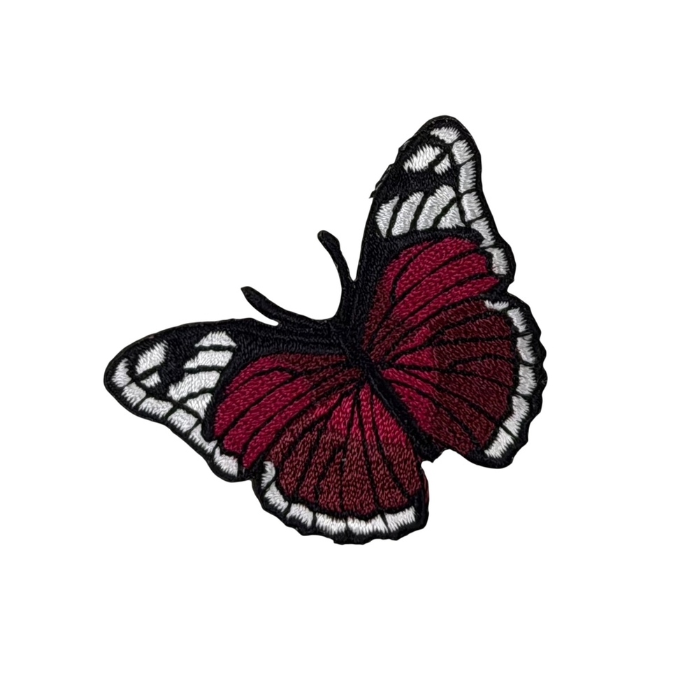 Iron On Custom Embroidery Patch- Red Butterfly
